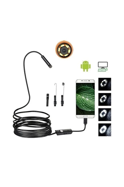 Vtn-02 Endoskop Yılan Video Kamera Led’li 2 Metre 7 Mm Sert Kablo Su Geçirmez