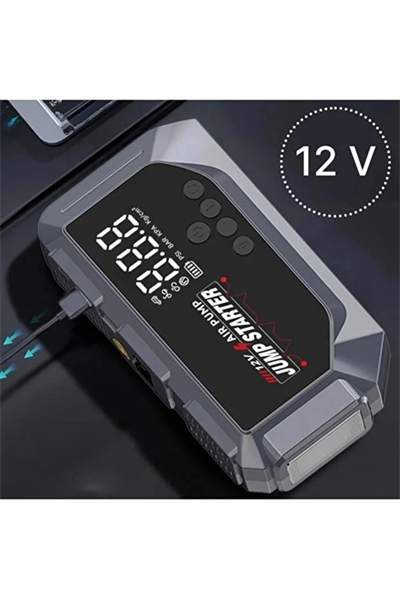 Vtn-605 Şarjlı 12.000 Mah Taşınabilir Çantalı Araç Akü Şarj Takviyeli Işıklı Hava Kompresörü