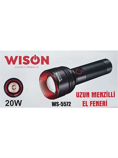 WISON WS-5572 20W Uzun Menzilli Şarjlı Metal El Feneri (3936)