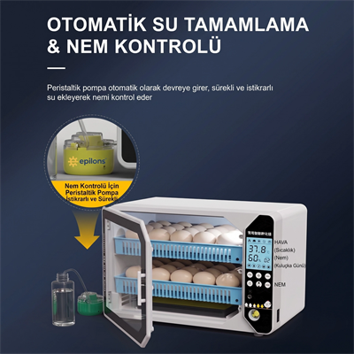 Kuluçka Makinesi WM-70 Çift Katlı Akıllı Nem Kontrollü Set Yedek Motor ve Suluk Dahil BX-316465