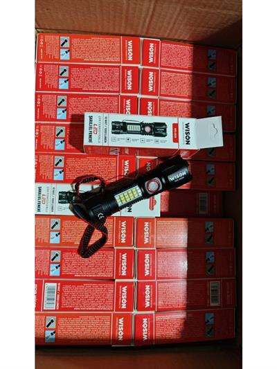 WS-2828 Ultra USB Şarjlı Polis El Feneri, Bekçi, Asker El Feneri Kırmızı Mavi Çakarlı 1000 Lümen (3936)