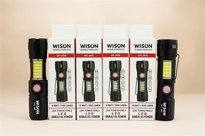 WS-2828 Ultra USB Şarjlı Polis El Feneri, Bekçi, Asker El Feneri Kırmızı Mavi Çakarlı 1000 Lümen (3936)