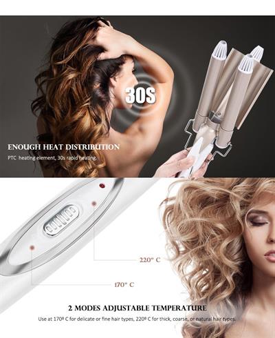 Wag Su Dalgası Saç Maşası 220 Derece 25 Mm Kalın Bukle (3936)