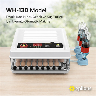 Wh-130 Kuluçka Makinesi -Tavuk Kaz Hindi Ördek ve Kuş Türleri Uyumlu Yedek Motor Hediyeli