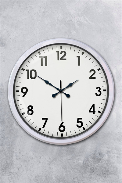 White Classic Modern 52 Cm Metal Duvar Saati