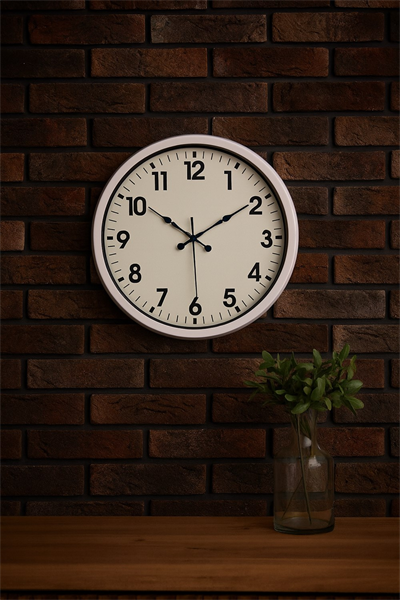 White Classic Modern 52 Cm Metal Duvar Saati