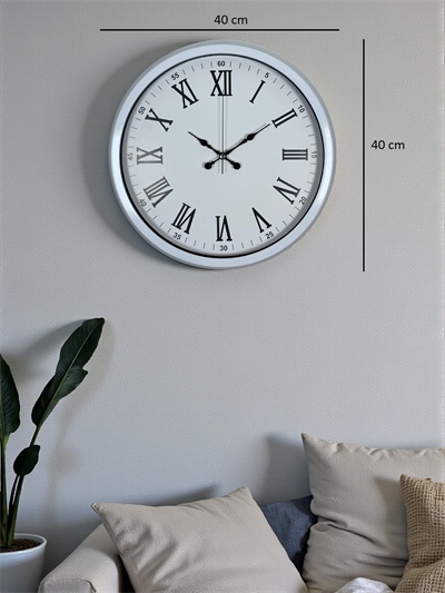 White Prime Roma Rakamlı 40 Cm Metal Duvar Saati