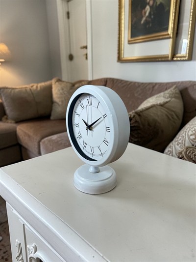 White Pure Roman 25 x 20 Cm Metal Masa Saati
