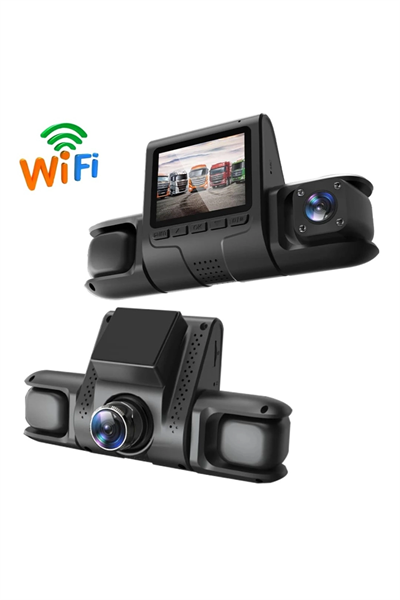 Wi-Fi Bağlantılı 1080P HD 4 Kameralı Araç İçi Kayıt Sistemi, 2.4 İnç Ekran ve Gece Görüş Özellikli