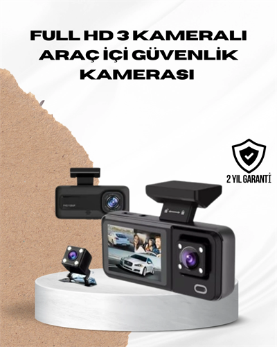 Wi-Fi Bağlantılı Full HD Araç Kamera Seti 3 Kameralı Park Koruma ve Döngü Kayıt