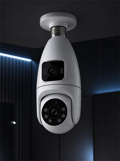 Wi-Fi Çift Lens Ampul Kamera  Akıllı Ev Güvenliği