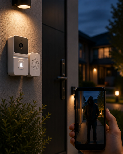 WiFi Akıllı Kapı Zili Gece Görüşlü Kameralı Kablosuz Güvenlik Sistemi