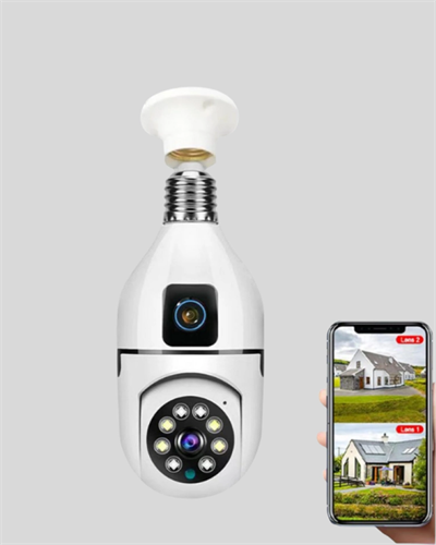 WiFi Ampul Güvenlik Kamerası 1080P Full HD Gece Görüşlü ve Hareket Algılamalı
