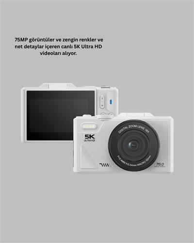 WiFi Bağlantılı 5K Ultra HD Dijital Kamera 75MP Otofokus
