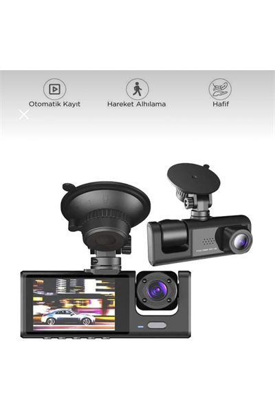 WiFi Destekli 1080p 3 Kameralı Araç İçi Kamera LCD Ekranlı Gece Görüşlü G Sensörlü