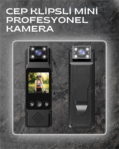 WiFi Destekli Mini Kamera – 180° Dönebilen Lens, 1080P Video, TFT Ekranlı