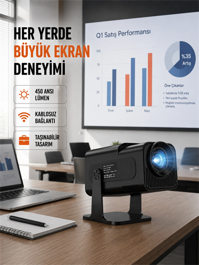 WiFi6 ve Bluetooth 5.4 Destekli LED Projektör - HCS350pro Yeni Nesil