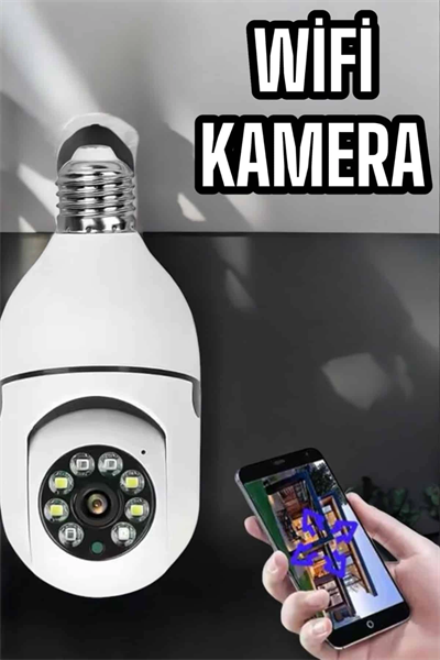 Wifi Kamera Duylu Ampul Görünümlü 360 Derece Dönebilen Ev Kamerası