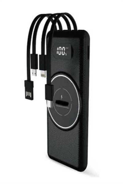 Wireless Powerbank 10000 Mah LED Ekranlı Dahili Kablolu Hızlı Şarj