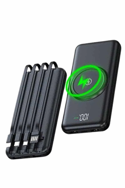 Wireless Powerbank 10000 Mah LED Ekranlı Dahili Kablolu Hızlı Şarj