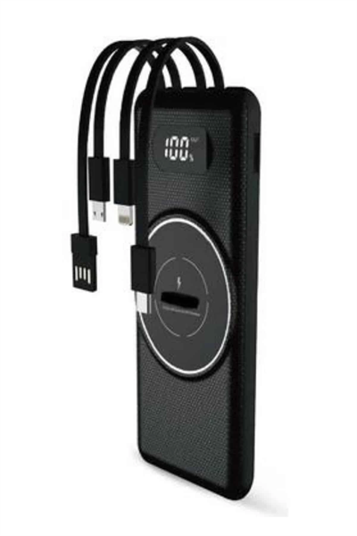 Wireless Powerbank 10000 Mah LED Ekranlı Dahili Kablolu Hızlı Şarj