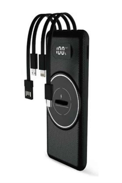 Wireless Powerbank 10000 Mah LED Ekranlı Dahili Kablolu Hızlı Şarj