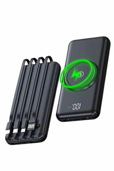 Wireless Powerbank 10000 Mah LED Ekranlı Dahili Kablolu Hızlı Şarj