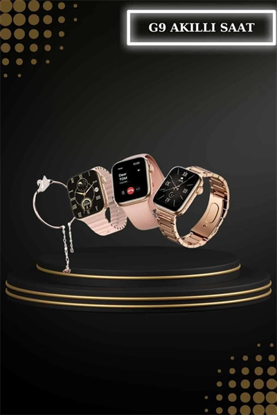 Wireless Şarjlı Pembe Akıllı Saat ve Kablosuz Bluetooth Kulaklık Dokunmatik Kontrol