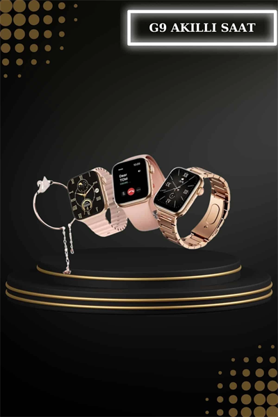 Wireless Şarjlı Pembe Akıllı Saat ve Kablosuz Bluetooth Kulaklık Dokunmatik Kontrol