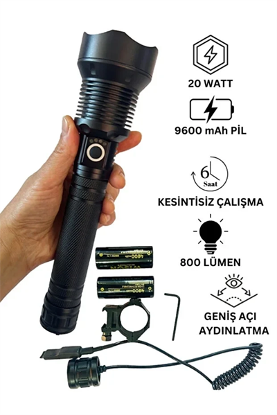 Wison Ws-5412 Tüfek Feneri, Geniş Açı Avcı El Feneri 20 Watt Bx40