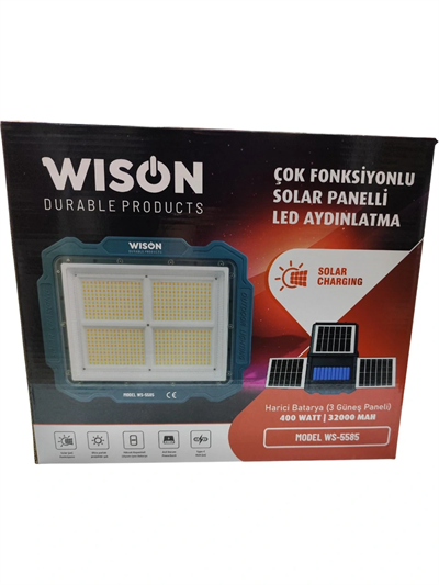 Wıson Ws-5585 Çok Fonksiyonlu 3 Solar Panelli 400w Spot Aydınlatma