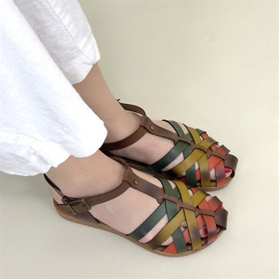 Woji Taba Deri Kemerli Sandalet