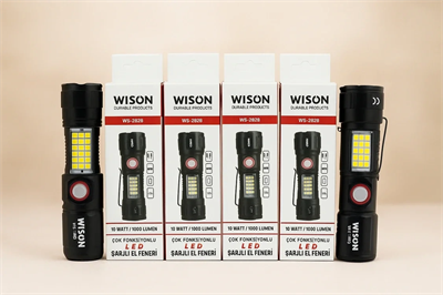 Ws-2828 Ultra Usb Şarjlı Polis El Feneri, Bekçi, Asker El Feneri Kırmızı Mavi Çakarlı 1000 Lümen Bx40