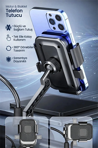 Xy-089 Motosiklet & Bisiklet Ayna Baglantılı Telefon Tutucu