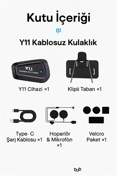 Y11 Bluetooth Kulaklık Mikrofonlu Motosiklet Kulaklığı İntercom Bt 5.3