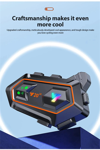 Y20 2x 1000m Telsiz Mesafeli 2 Kişi Bağlantılı Bluetooth Kask Kulaklık Fenerli İntercom