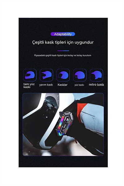 Y20 Motor Kurye Kask Kulaklık Rgb Modlu Bluetooth Motosiklet Kulaklık 5.3 Bluetooth Interkom