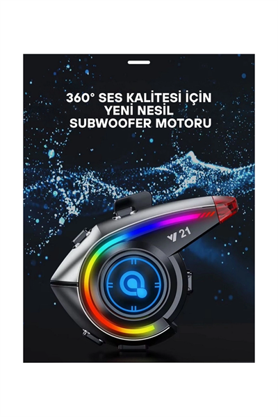 Y21 Rgb Işık Efektli Intercom Bluetooth Motosiklet Kask Kulaklığı Intercom Kulaklık