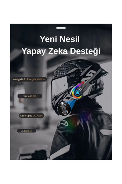Y21 Rgb Işık Efektli Intercom Bluetooth Motosiklet Kask Kulaklığı Intercom Kulaklık