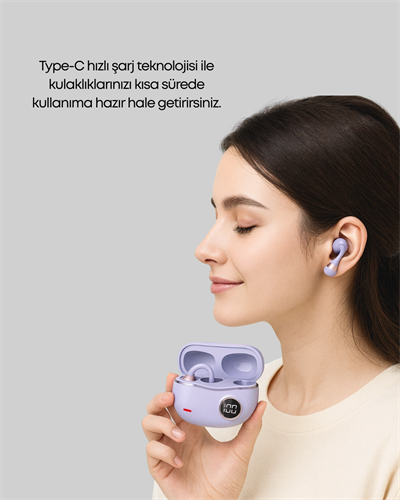 YXG10 Açık Kulak Bluetooth Kulaklık – Klipsli, Güvenli Spor Tasarım, 30 Saat Pil