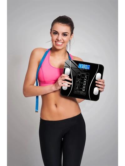 Yağ Ölçer Fonksiyonlu Dijital Baskül Elektronik Tartı Akıllı Bluetooth Lcd Dijital Ekran Ev Vücut (3936)