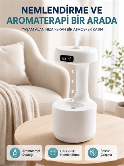 Yağmur Damlası Hava Nemlendirici Ultrasonik Buhar Makinesi 800 ml Aroma Difüzör