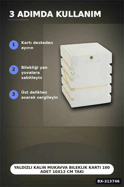 Yaldızlı Kalın Mukavva Bileklik Kartı 100 Adet 10x12 Cm Takı Düzenleyici BX-313746