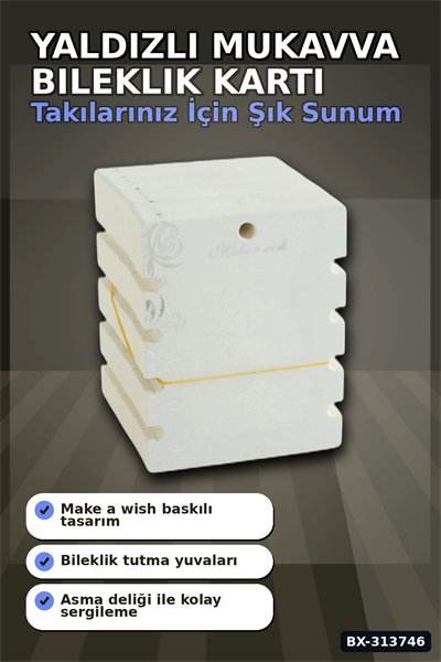 Yaldızlı Kalın Mukavva Bileklik Kartı 100 Adet 10x12 Cm Takı Düzenleyici BX-313746