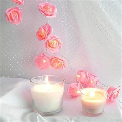 Yapay Gül Tasarımlı Dekoratif Led Işık Pilli (20 Gül)