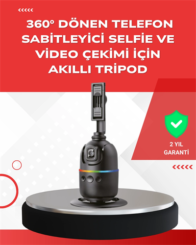Yapay Zeka Destekli Yüz Takip Özellikli 360 Derece Dönen Masaüstü Telefon Sabitleyici