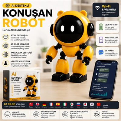 Yapay Zeka Robotu - Wi-Fi Uygulamalı - Konuşma Özellikli - Teknolojik Oyuncak