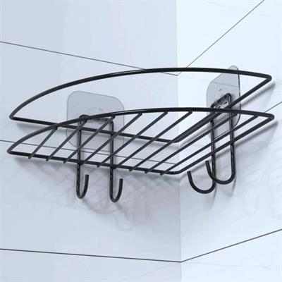 Yapışkanlı Banyo Köşeliği Kancalı Köşe Rafı Duş Şampuanlık Duvar Düzenleyici Organizer Raf (3936)