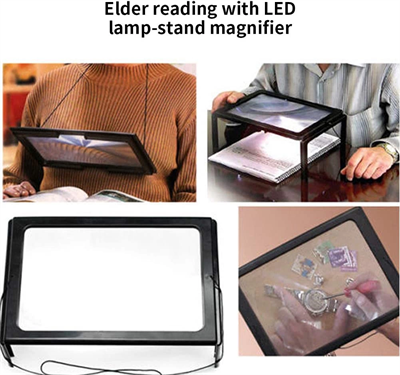 Yaşlılar İçin A4 Boyutu Masa Tipi Işıklı Okuma Büyüteç Th275205b