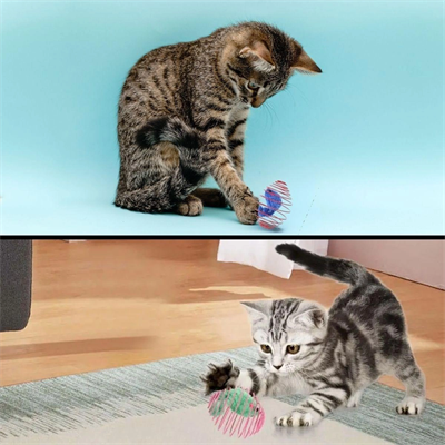 Yaylı Metal Fareli Kafes Kedi Oyun Topu Sıçrayan Spiral Kedi Topu Bx40